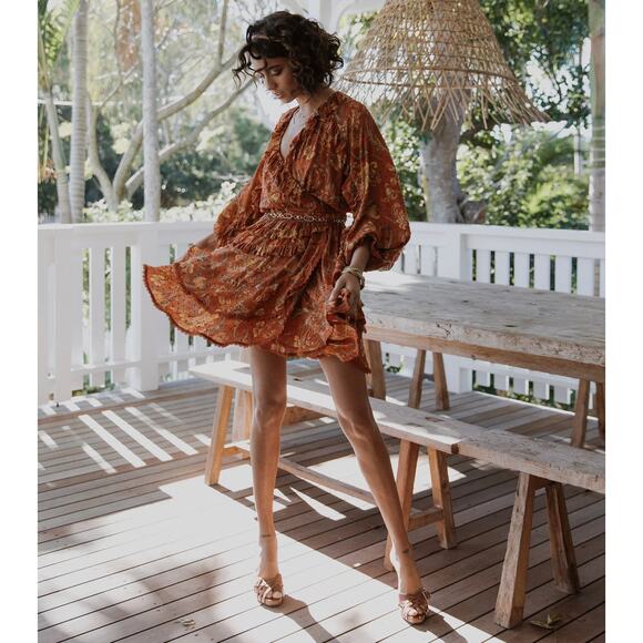 Spell & The gypsy Collective Aurora Long Sleeve Playdress - Burnt Ember